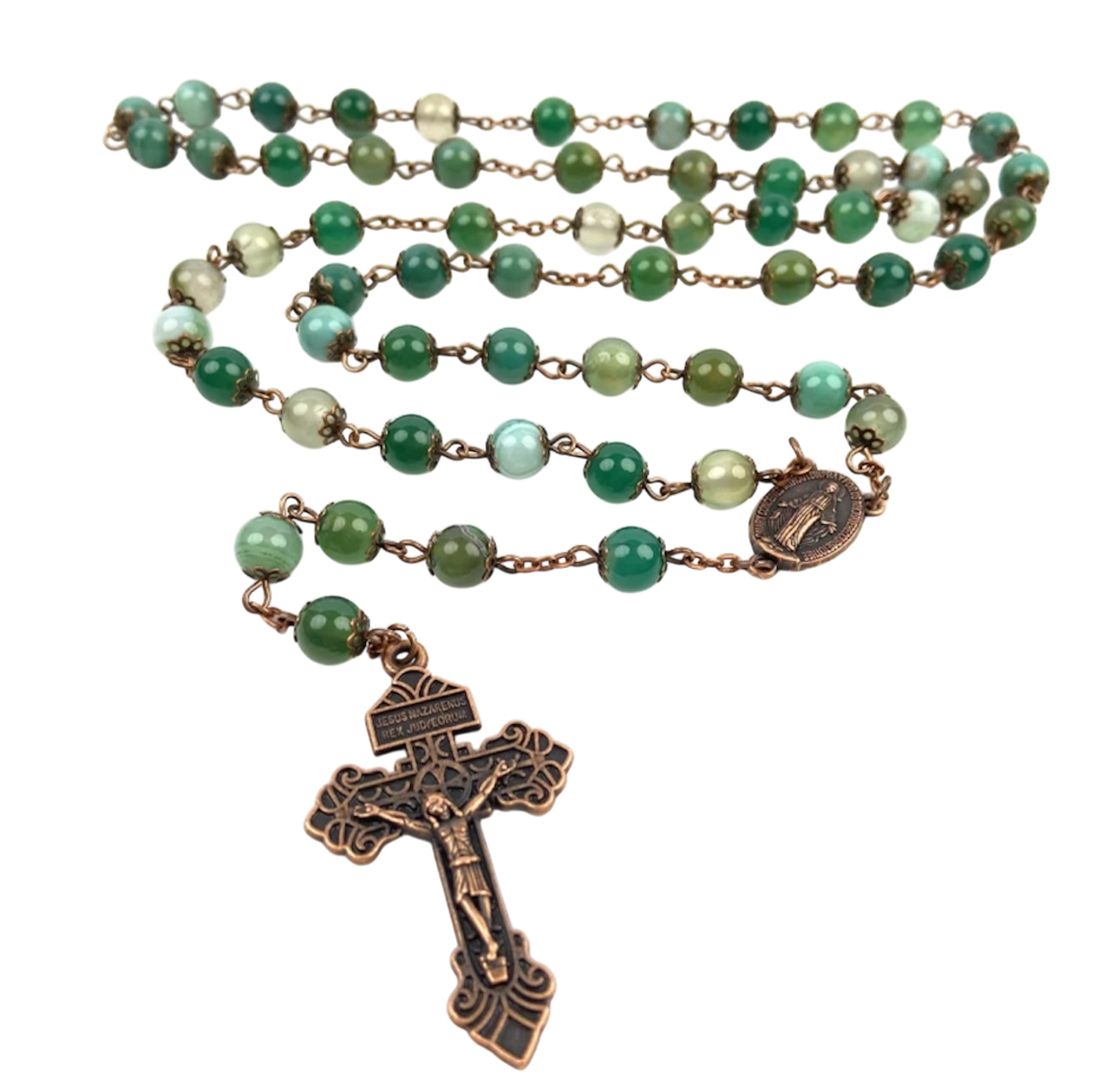 Handmade Rosary, Gray Mountain Jade Beads 10mm hot Round