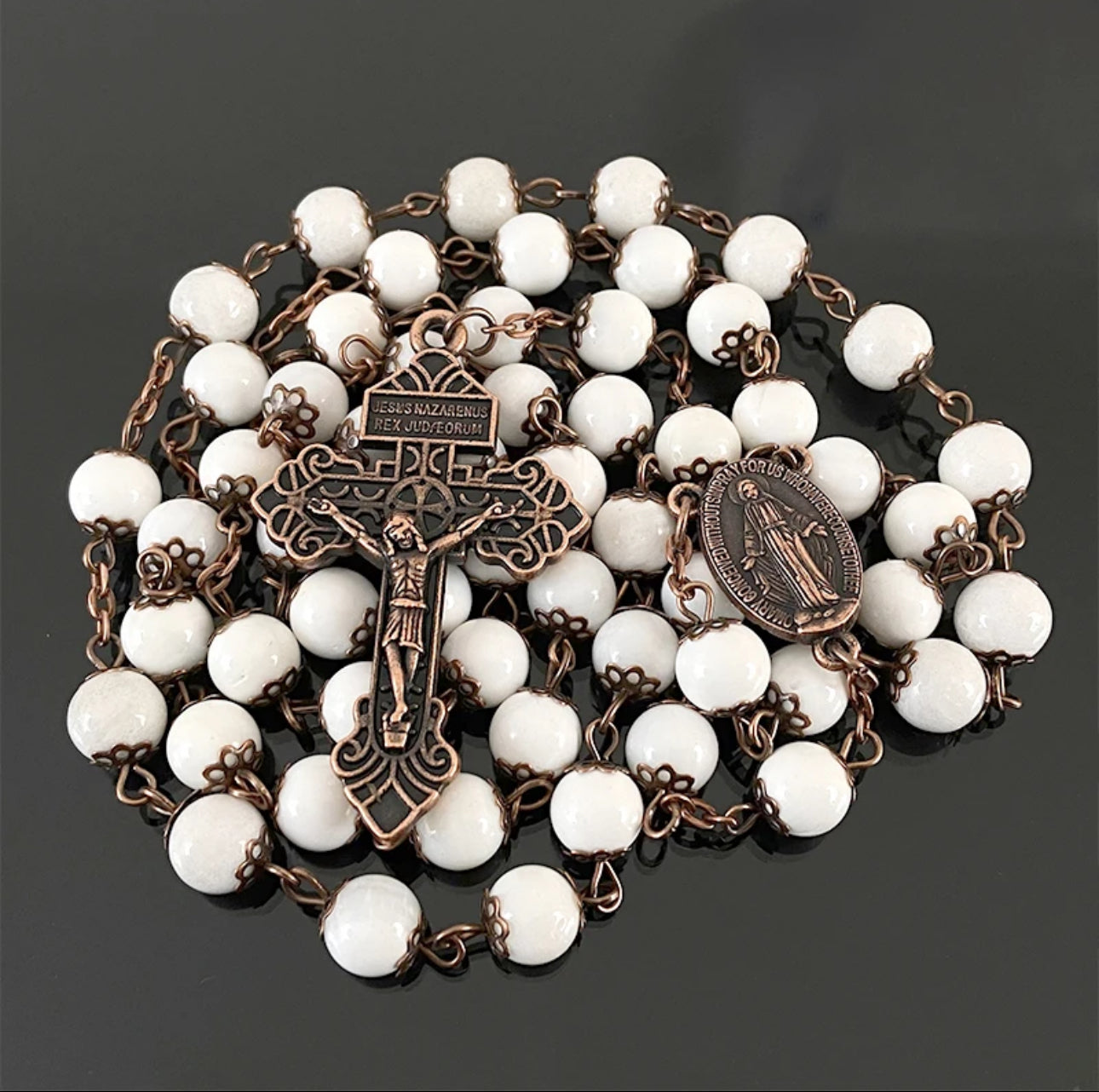 Handcrafted Rosary with Genuine Tridacna Beads
