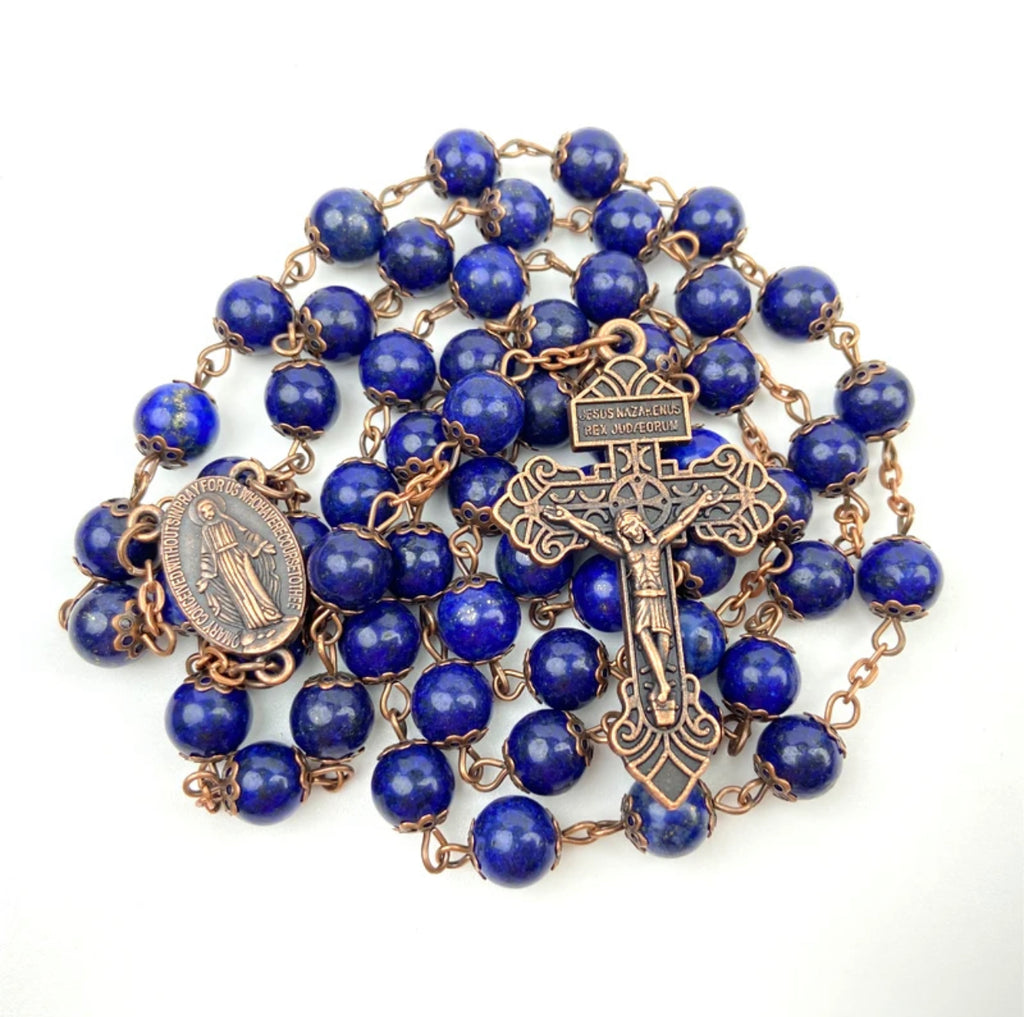 Handcrafted Rosary with Genuine Lazurite Beads