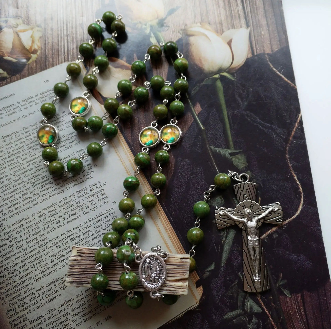 Handcrafted Rosary with Genuine Green Malachite