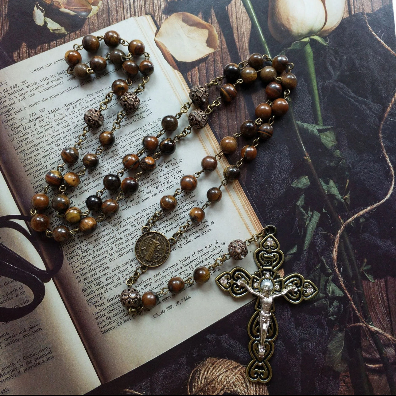 Handcrafted Rosary with Genuine Tiger Eye Beads