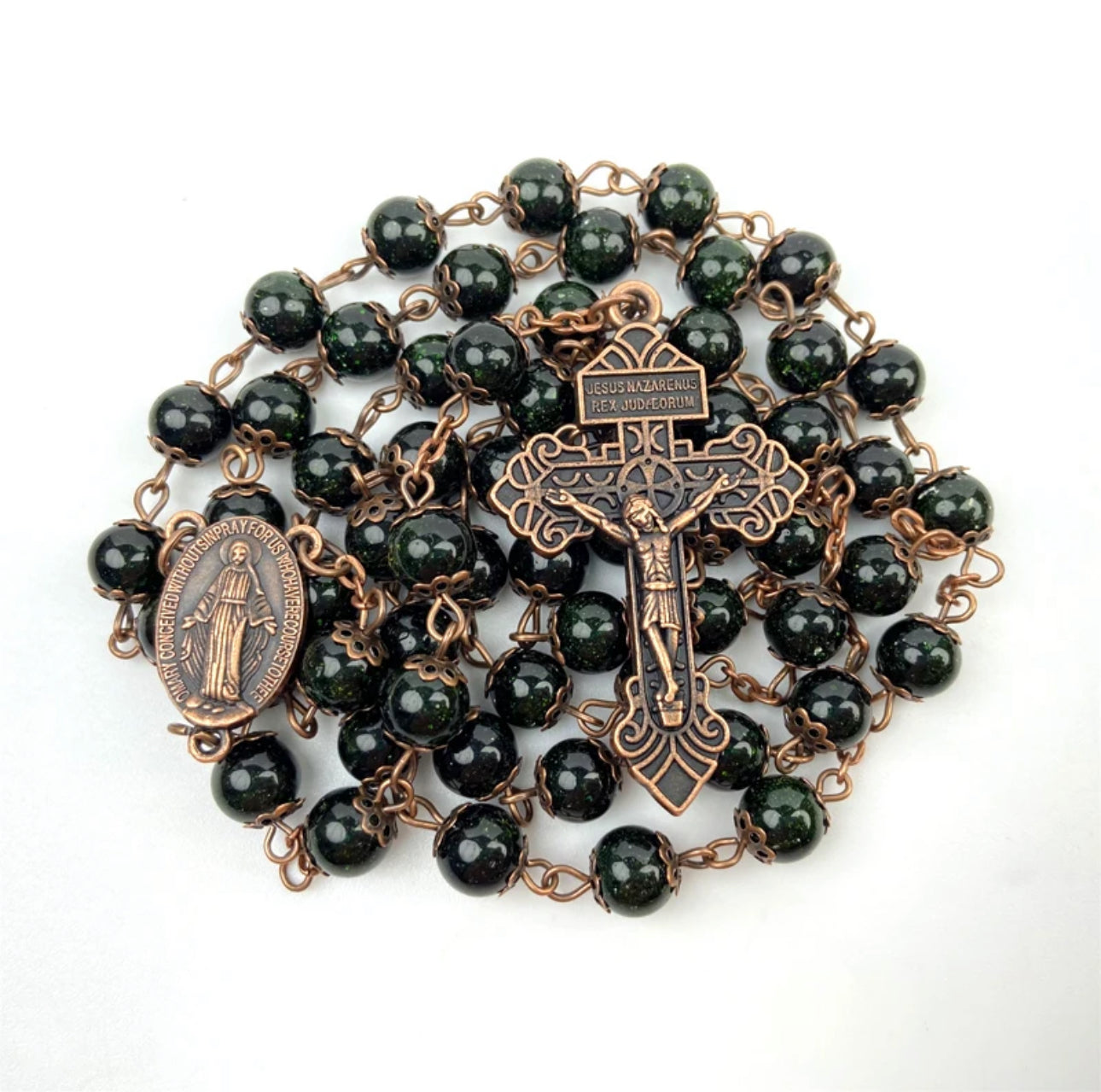 Handcrafted Rosary with Genuine Sand Agates Beads