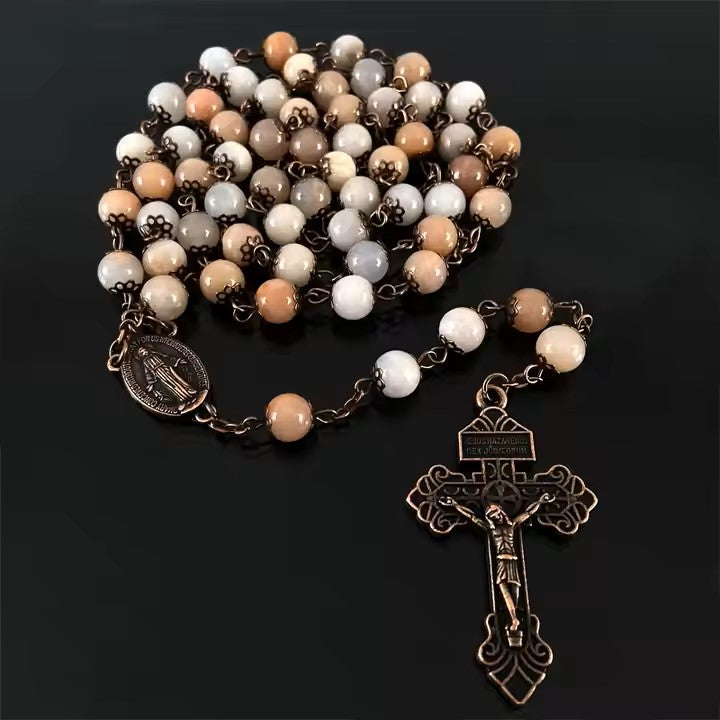 Handcrafted Rosary with Genuine Pink Amethyst Beads
