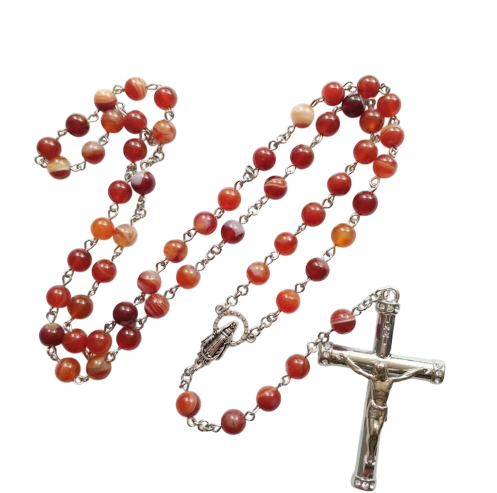 Handcrafted Rosary with Genuine Red Agate Beads