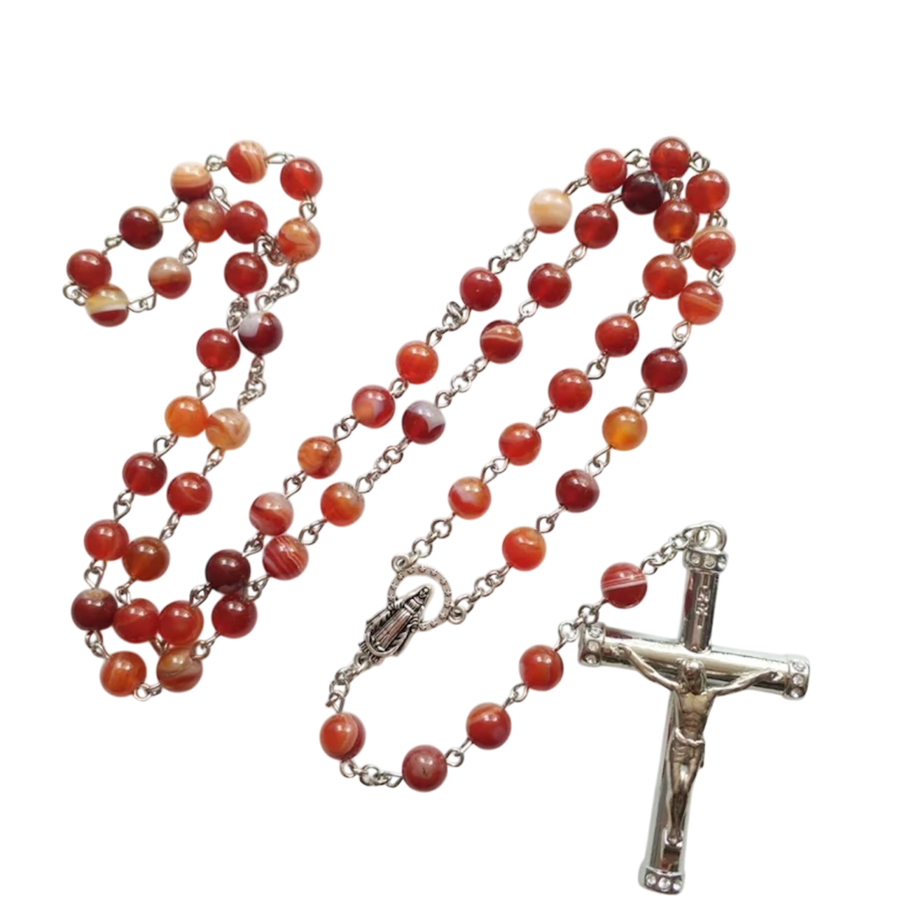 Handcrafted Rosary with Genuine Red Agate Beads