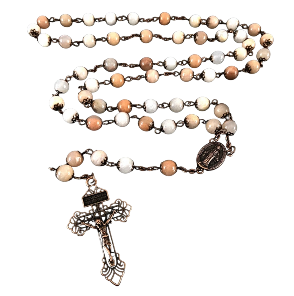 Handcrafted Rosary with Genuine Pink Amethyst Beads