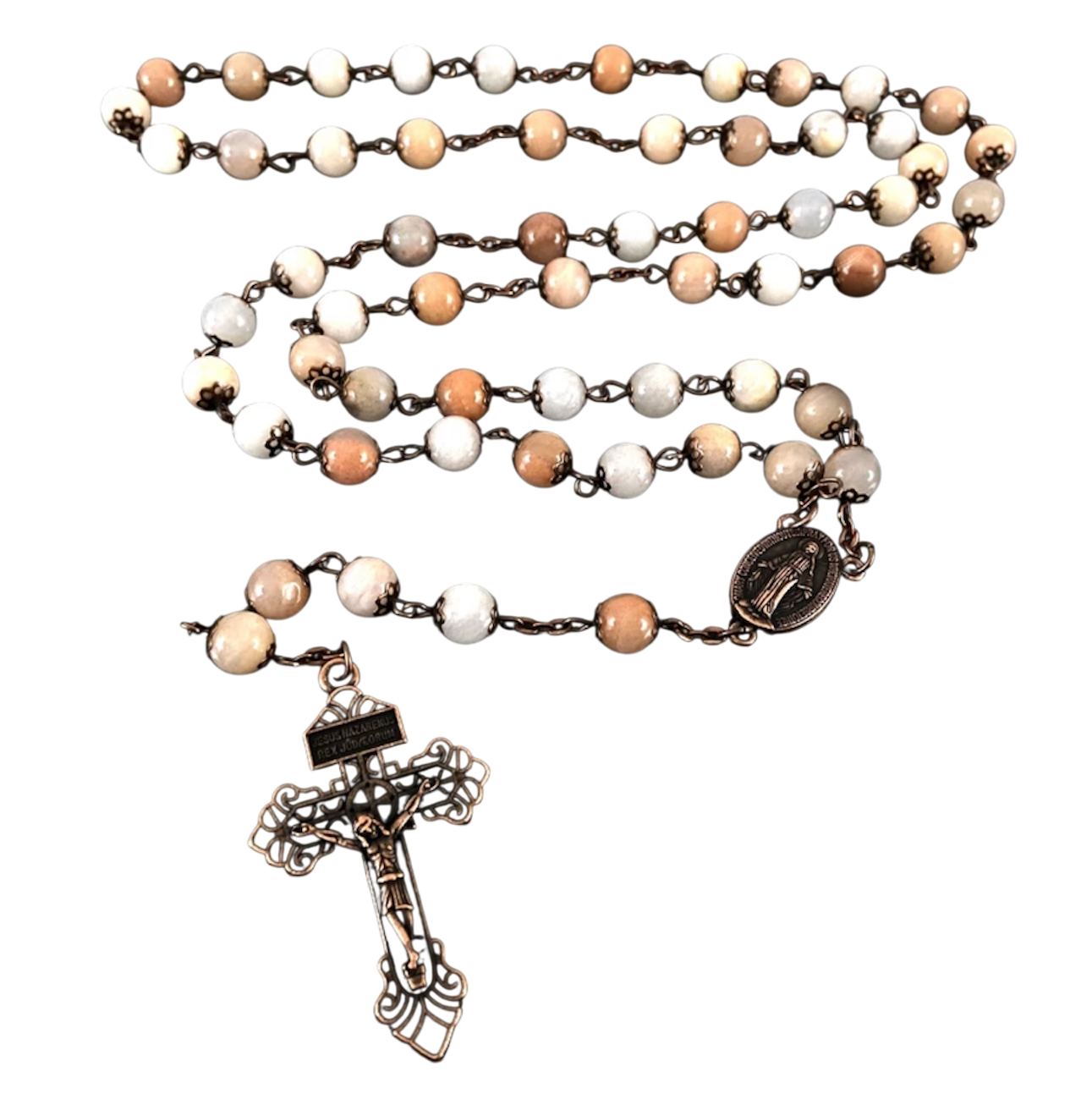Handcrafted Rosary with Genuine Pink Amethyst Beads