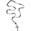 Handmade rosary necklace with hematite, fynchenite and rose quartz beads