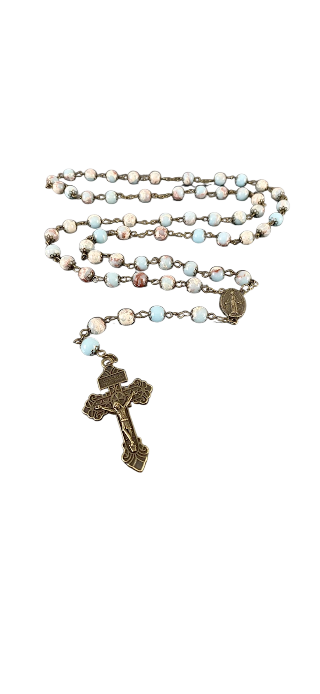 Handcrafted Rosary with Genuine Agalmatolite Beads