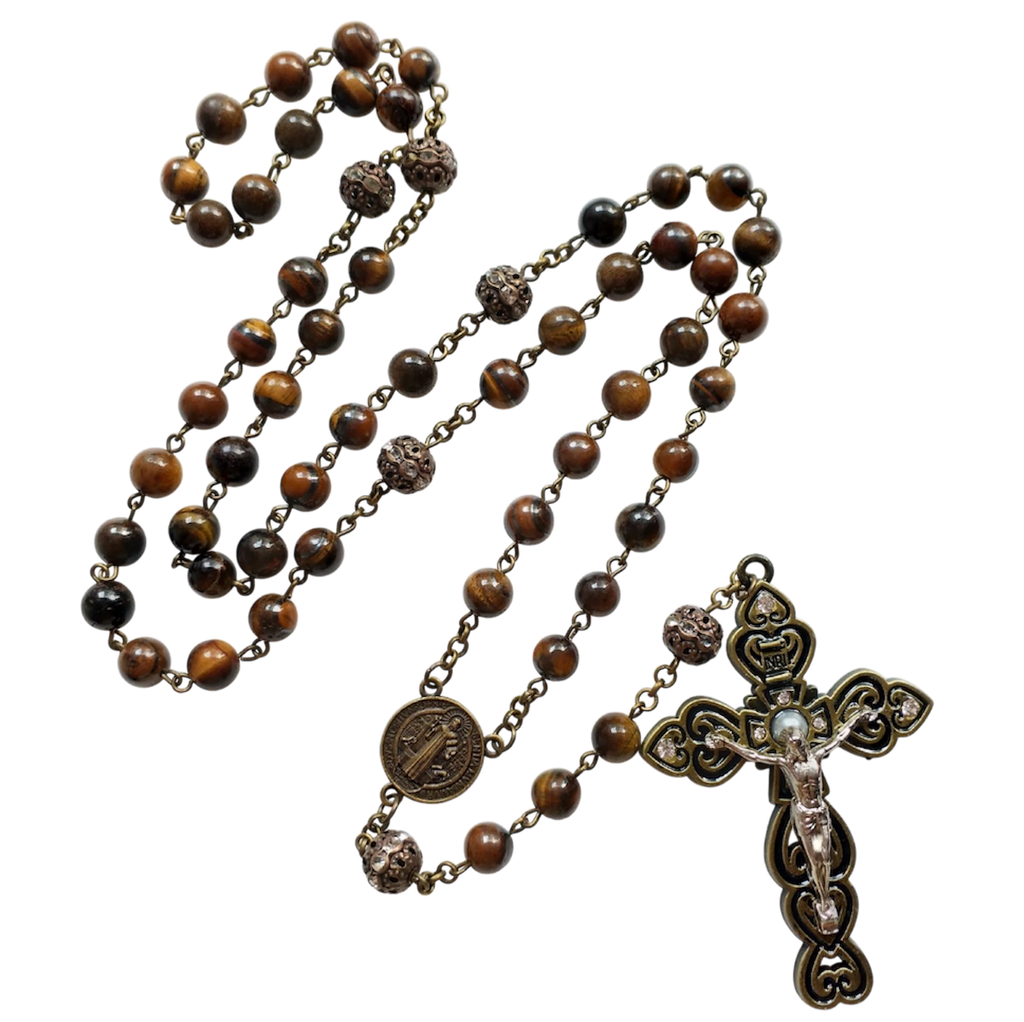 Handcrafted Rosary with Genuine Tiger Eye Beads