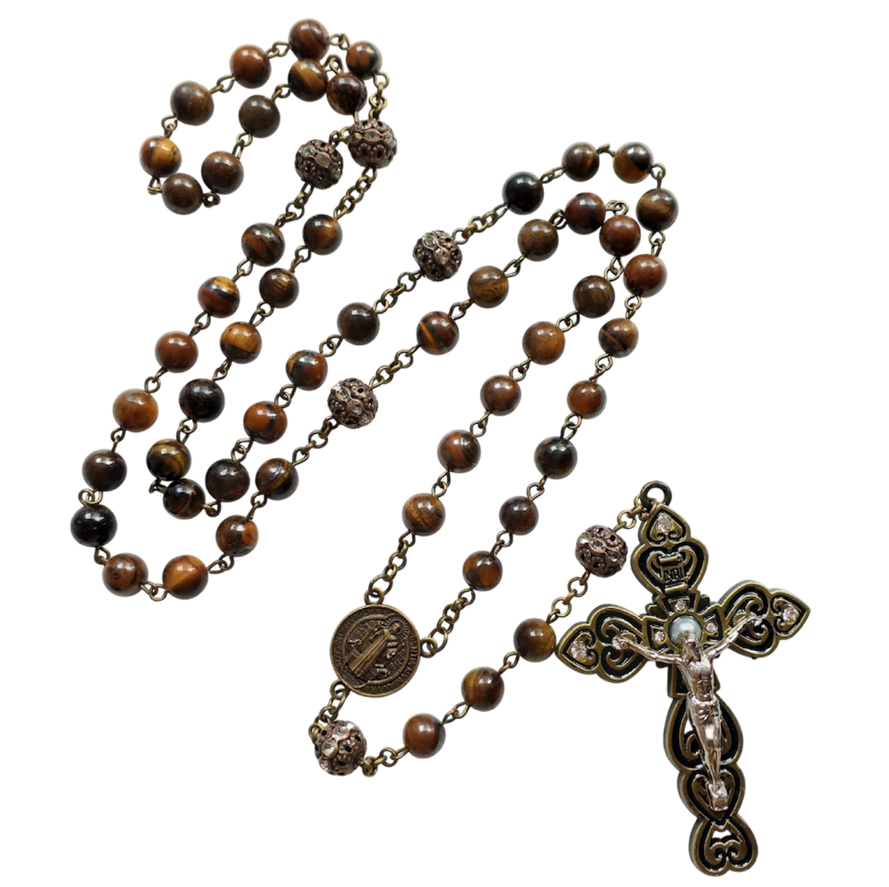Handcrafted Rosary with Genuine Tiger Eye Beads