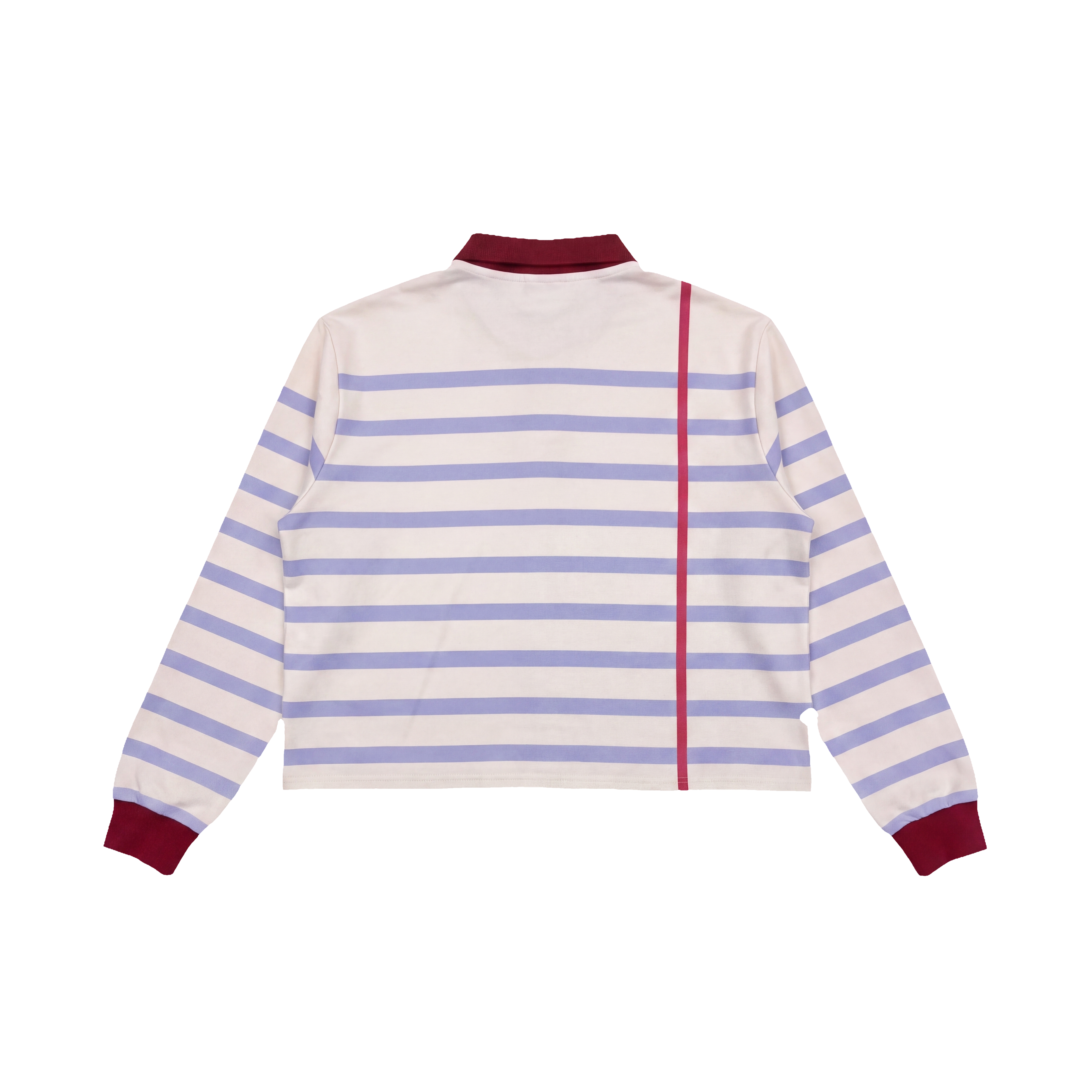 BLE222ED Sketchbook Polo, cream with blue stripes and a red margin line — back