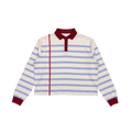 BLE222ED Sketchbook Polo, cream with blue stripes and a red margin line — front